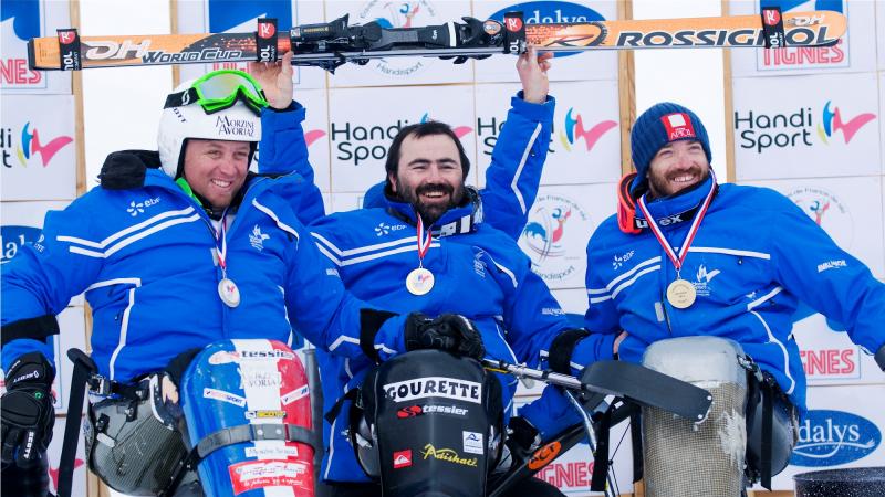 France's Nicolas LOUSSALEZ (gold) Yohann TABERLET (silver) Frederic FRANCOIS (bronze)
