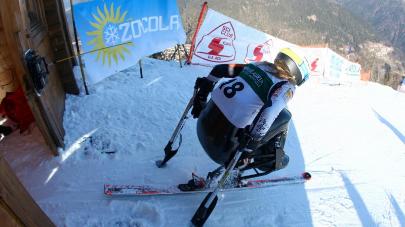 Germany's Anna Schaffelhuber at the start line