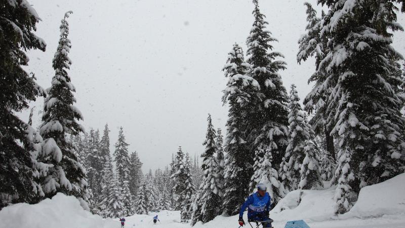 Roman Petushkov of Russia practices prior to the 2010 Vancouver Winter Paralympics