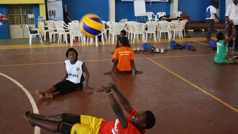 Athlete hitting a volleyball