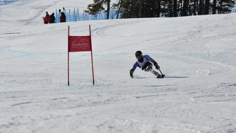 USA's Tyler Walker at the IPC Alpine Skiing NORAM Cup in Kimberley, Canada