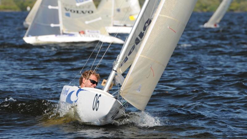 Thierry Schmitter, the Netherlands' sailor, sailing during the ISAF Sailing World Cup series