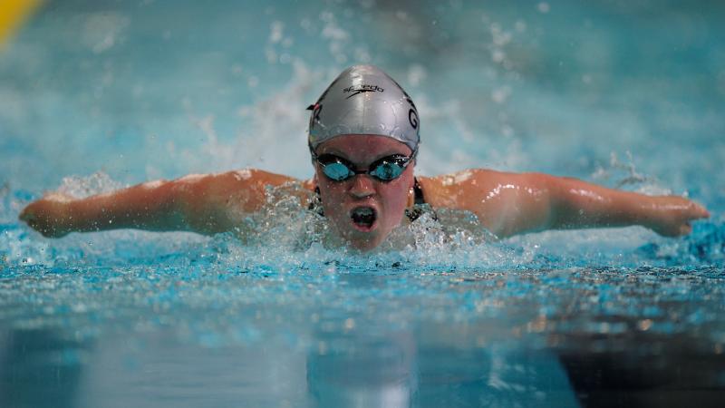 A picture of a woman swimming