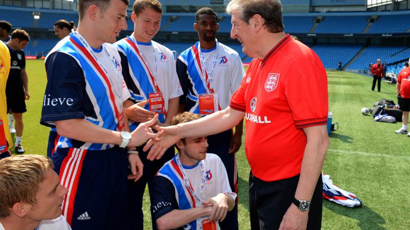 GB 7-a-side Football team meet England manager Roy Hodgson