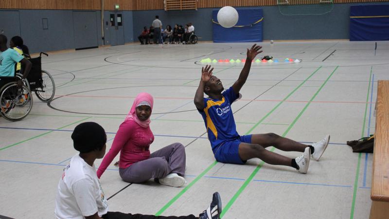 sitting volleyball practice