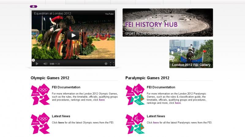 FEI Olympic and Paralympic website screenshot