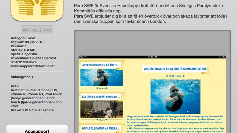 Swedish Paralympic Committee App screenshot