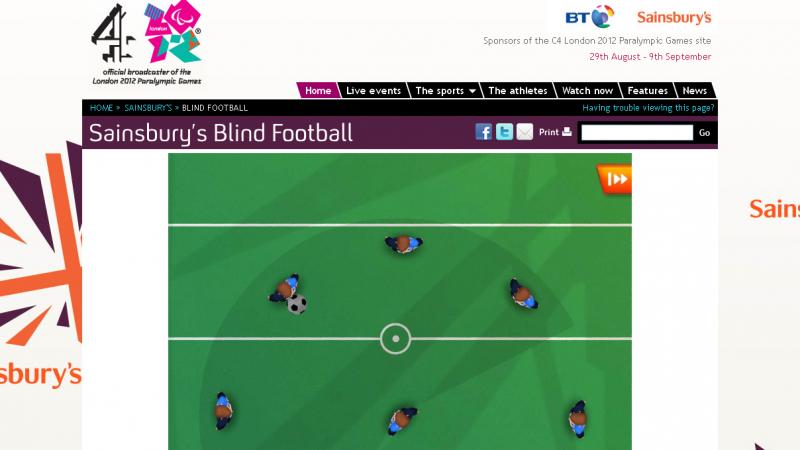 screengrab of Sainsbury's Blind Football Game