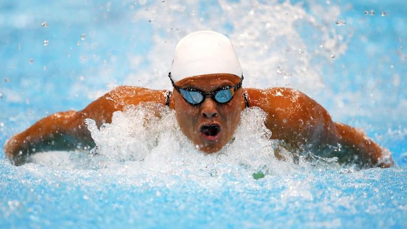 A picture of a woman swimming