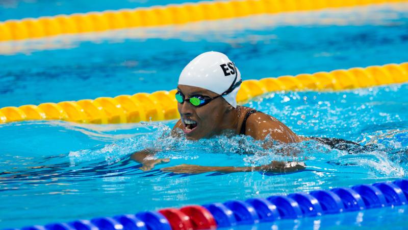 A picture of a woman swimming