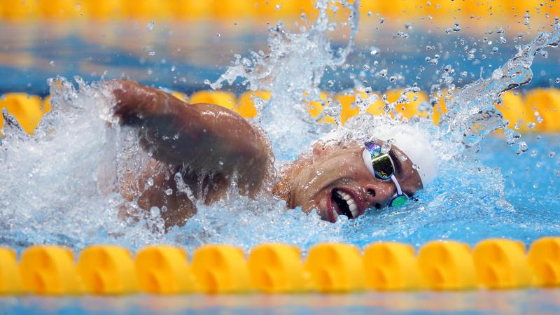 A picture of a man swimming