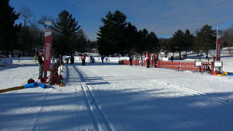 A picture of a Nordic skiing finish line.