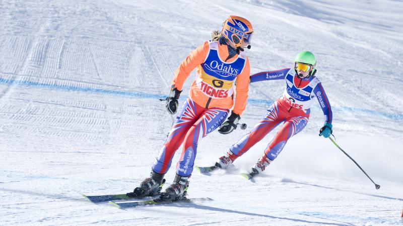 Great Britain's Kelly Gallagher with guide Charlotte Evans