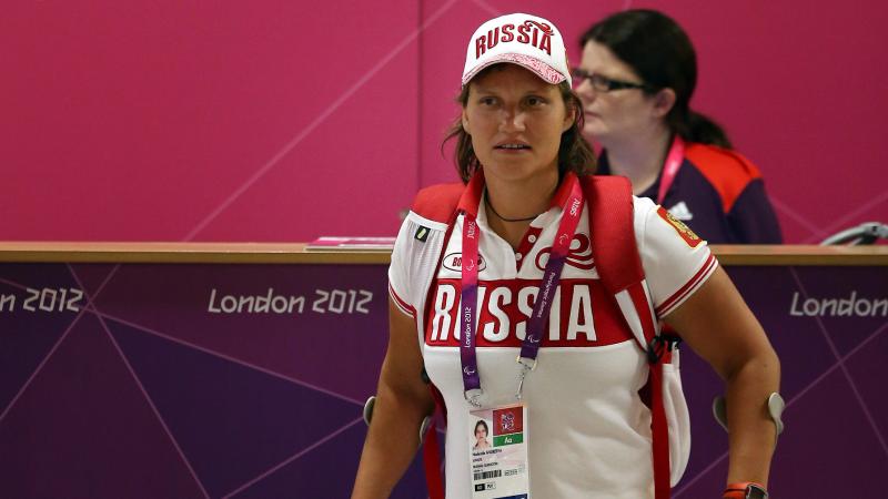 Russia's Nadezda Andreeva arrives at Heathrow airport ahead of London 2012 Paralympic Games