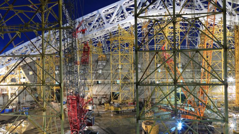 A picture of a building stadium