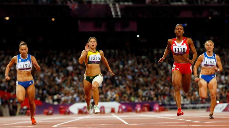 A picture of women running on the track