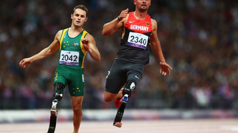 A picture of men running on a track