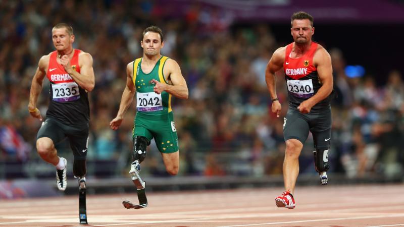 A picture of men running on a track