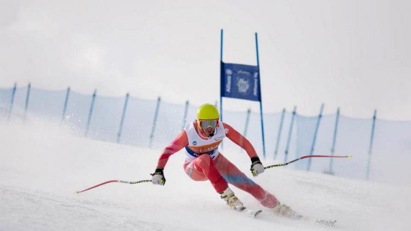 A picture of a man skiing