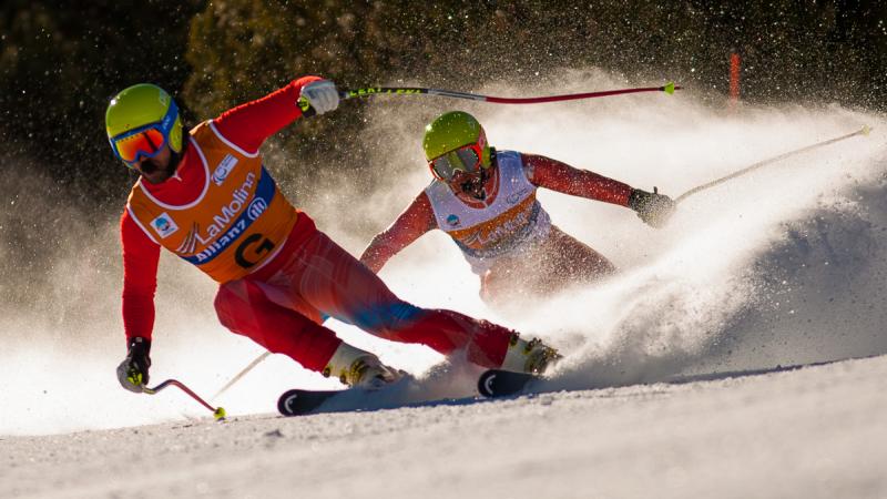 A picture of a man skiing