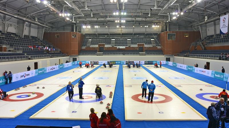 A picture of a sport arena from inside