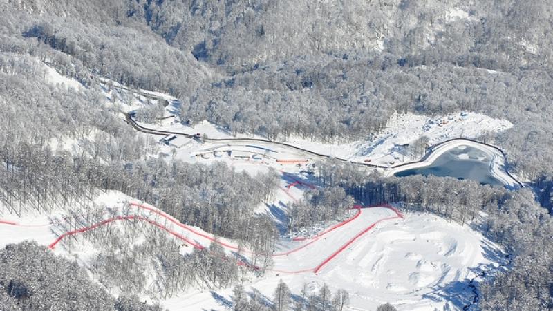 A picture of the slopes from the air