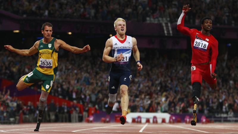 A picture of men running on a track