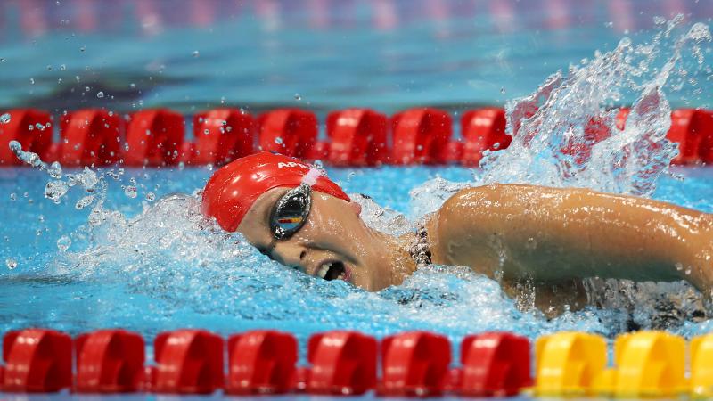 A picture of a woman swimming