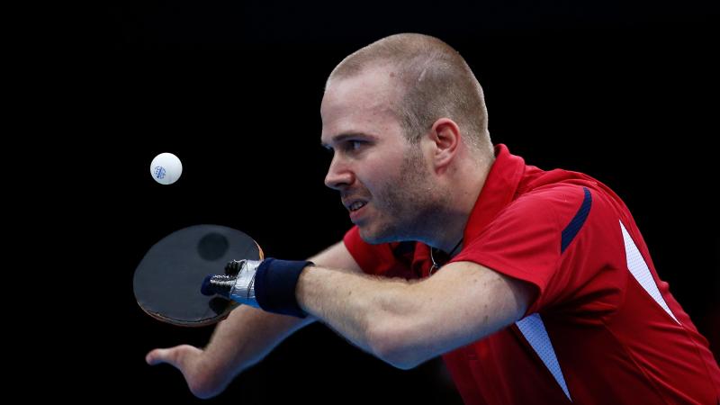 Peter Rosenmeier from Denmark plays at the London 2012 Paralympic Games