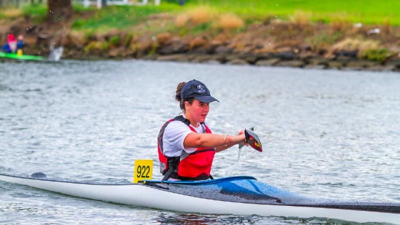 Amanda Drennan trains in the canoe