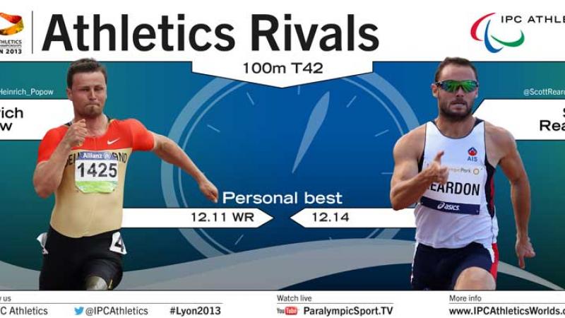 Men's 100m T42 Popow and Reardon rivarly - as of 19.07.13