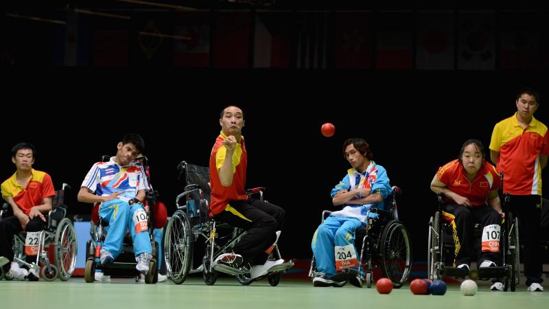 boccia player taking a shot at London 2012