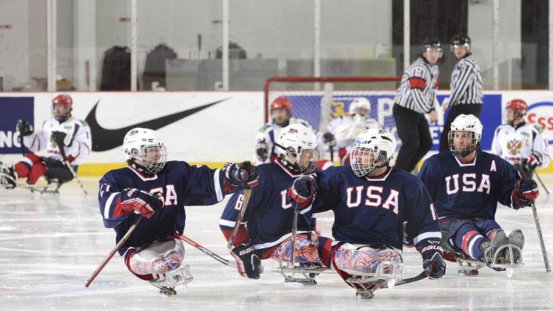 USA's ice sledge hockey team