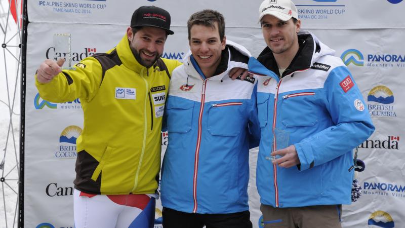 Men's standing podium Super Combined Alpine World Cup Panorama 2014