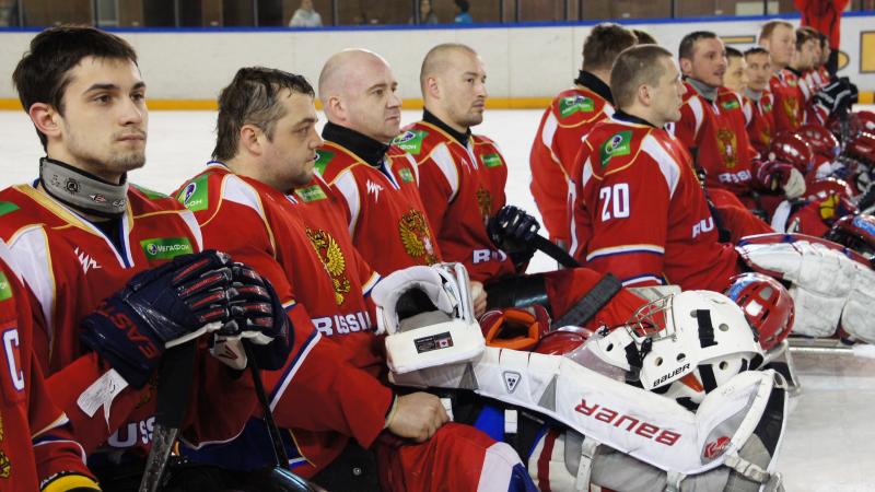 Russia's ice sledge hockey team