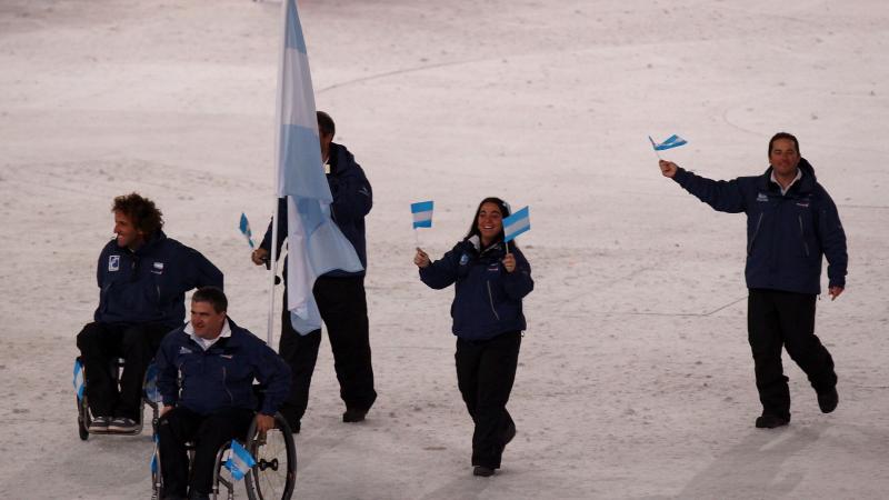 Argentinian team walks into Vancouver 2010 Olympic Stadium