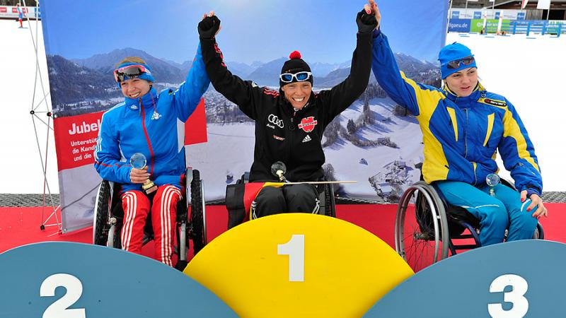 Oberstdorf women's sit ski podium