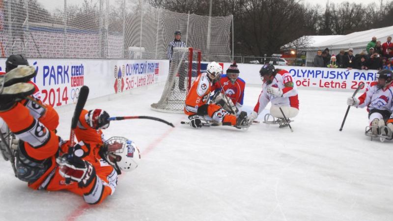 Czech Republic ice sledge hockey demo