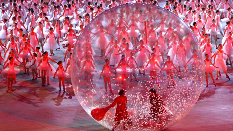 Ballerinas dance during the Opening Ceremony of the Sochi 2014 Paralympic Winter Games 