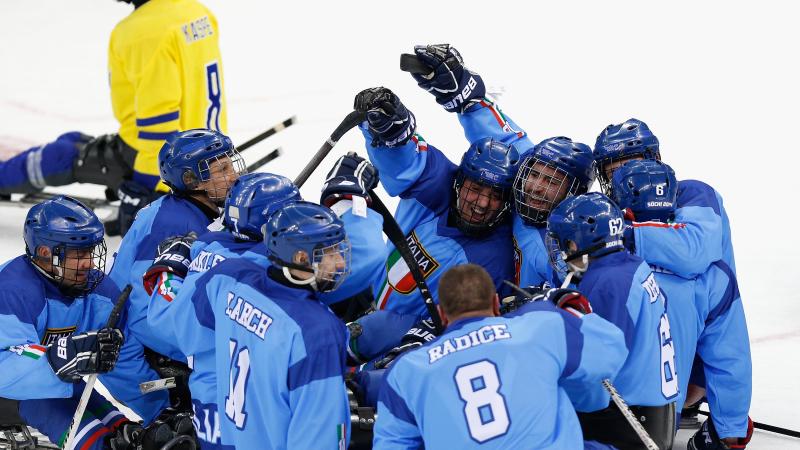 Italy's ice sledge hockey team
