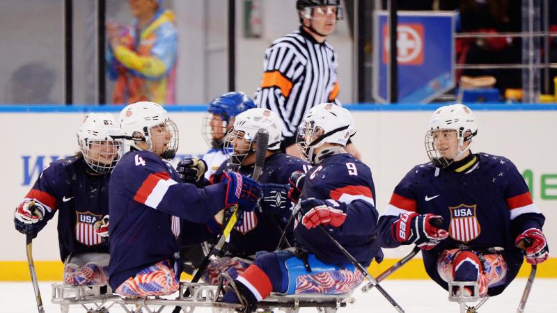 USA's ice sledge hockey team