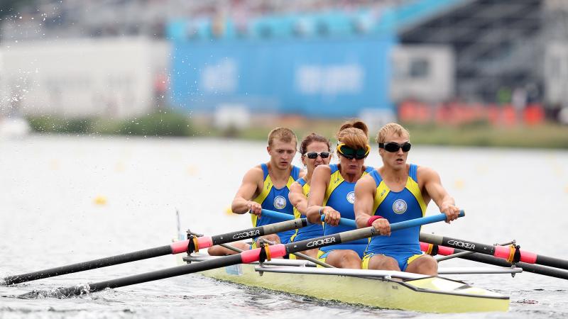 Athlete practicing rowing