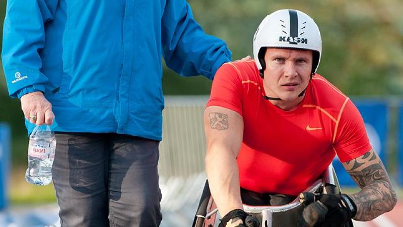 British wheelchair racer David Weir with his lifelong coach Jenny Archer MBE.