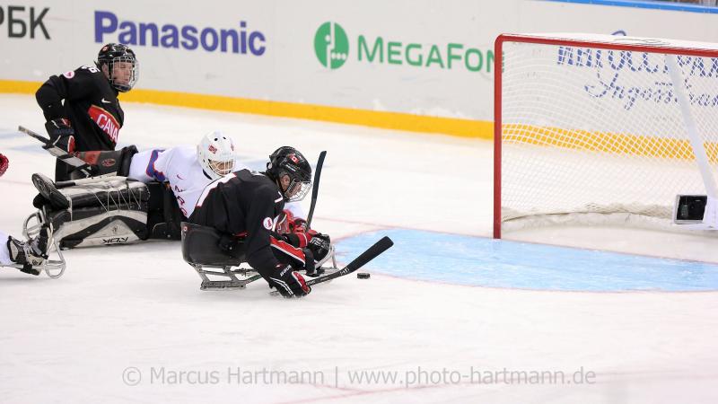 CAN vs NOR Canadian player Brad Bowden weaves by goalie to score on an open net