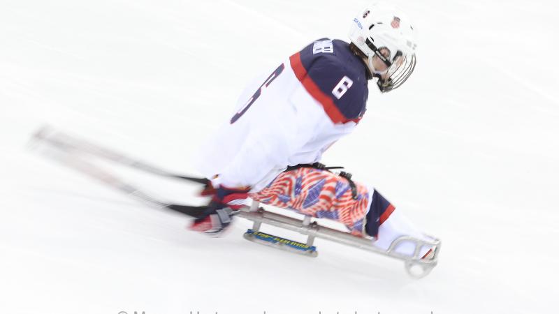 Declan Farmer competes at the Sochi 2014 Winter Paralympic Games