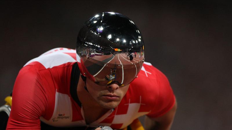 Marcel Hug competes at the London 2012 Paralympic Games.