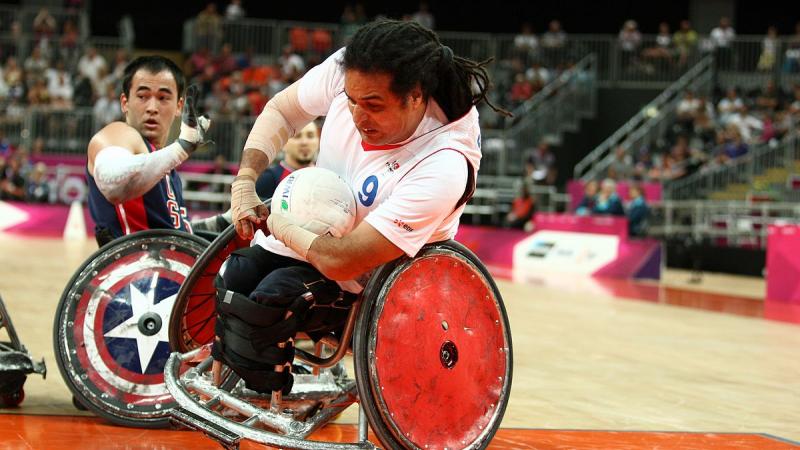 Riadh SALLEM - Wheelchair Rugby - London 2012 Paralympic Games Riadh SALLEM, France, gets into the scoring zone