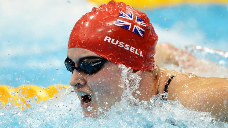 Great Britain's Hannah Russell competing in the 100m butterfly S12 final at London 2012.