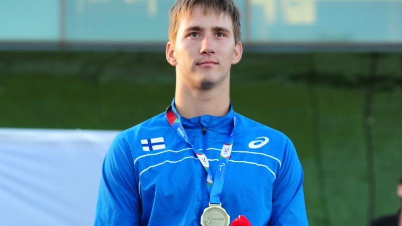 Finland's Henry Manni at the Swansea 2014 IPC Athletics European Championships