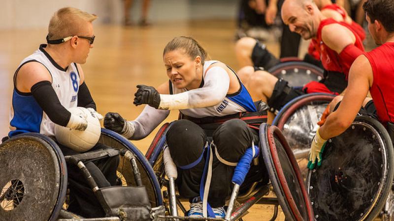 Finland's Anna Pasanen in action at the 2014 IWRF World Championships in Denmark.
